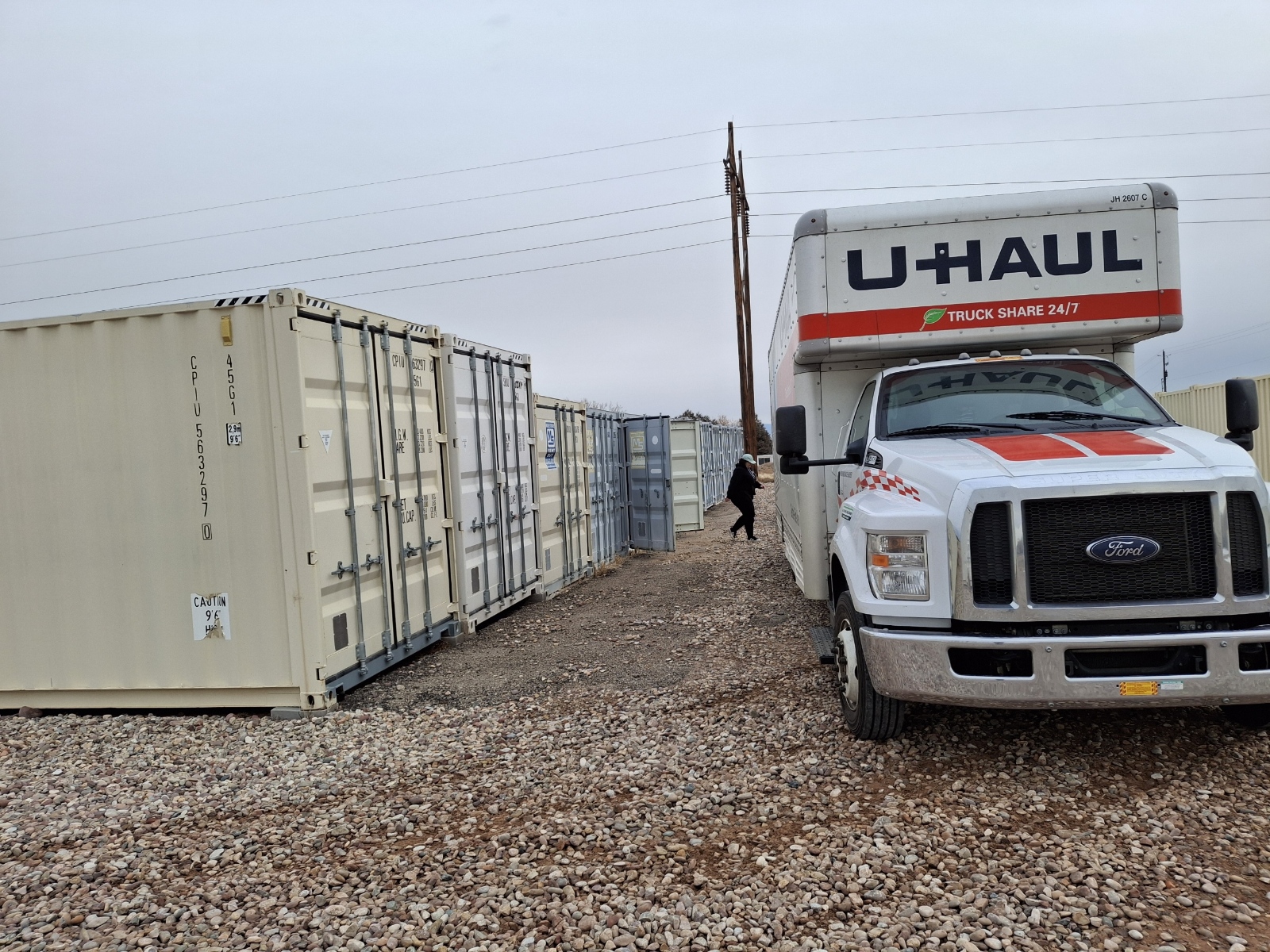 Steel shipping containers lined up at Fort Knox Self Storage Vernal