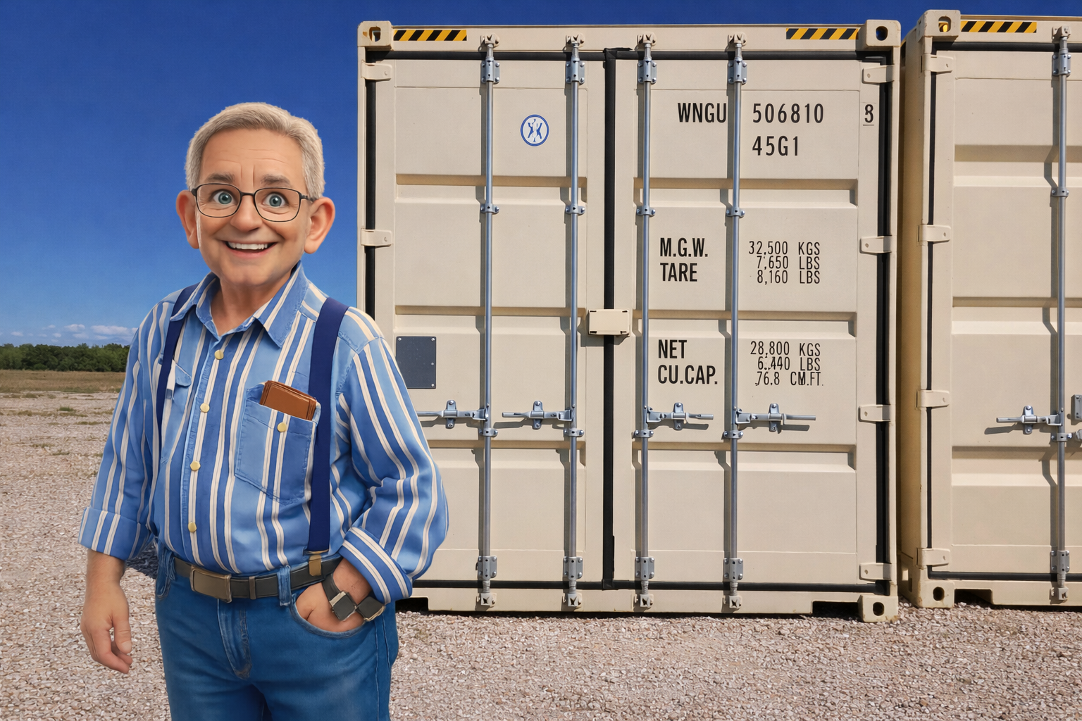 James Richards showing a customer steel shipping containers at Fort Knox Self Storage Vernal
